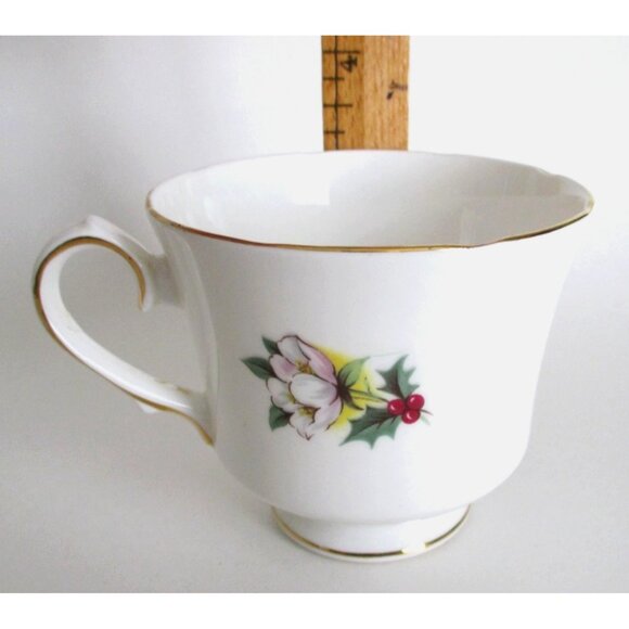 Duchess Holly Teacup & Saucer - Vintage Fine Bone English China - December Birth - Picture 5 of 7